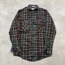 St. John's Bay Shirt Mens Medium Vintage Plaid Check Flannel  Button Down, Green