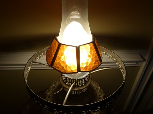 Vintage Antique Stained Glass & Brass Lamp Shade Part 22420 B - Imagen 5 de 5