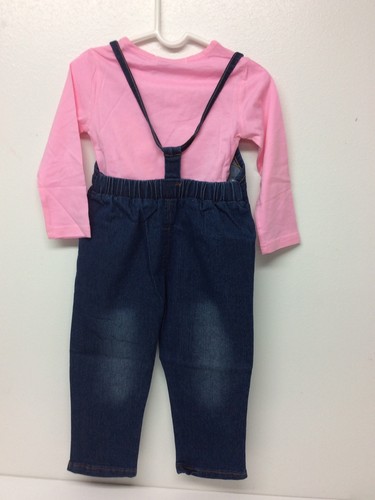Kids Girls Sets Casual Cotton Minnie MouseOutfits Top + Denim Overalls Size 2-3T - Picture 3 of 6