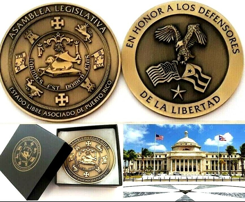 Big PUERTO RICO State Medal NATIONAL GUARD Challenge Coin GULF WAR Moneda Token