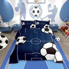 jejeloiu Football Comforter Set Full Size Kids Soccer Ball Pattern Comforter ...