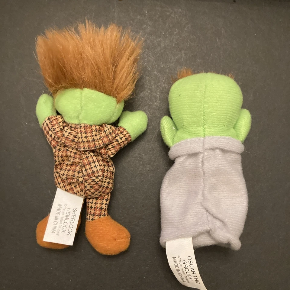 LOTE de 2 peluches vintage de Plaza Sésamo de 5” Sherlock Hemlock y 4” Oscar Kelloggs Foto 2 de 4