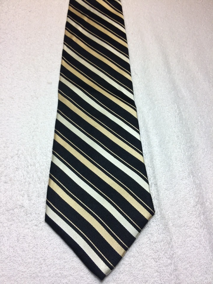 VAN HEUSEN CORBATA HOMBRE NEGRA CON RAYAS BLANCAS Y BEIGE 4 X 58 Foto 2 de 4