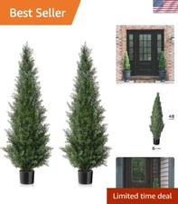 Chic 4ft Faux Cedar Topiary - UV Resistant Decor Set for Indoors and Outdoors