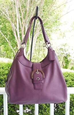 COACH F17092 MEDIUM VINTAGE SOHO PURPLE TRIPLE COMPARTMENT LEATHER