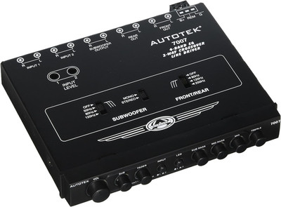 7007 Multiple Source Signal Processor (Black)   .5 Inch DIN, 2-Way, 4-Band EQ, 9