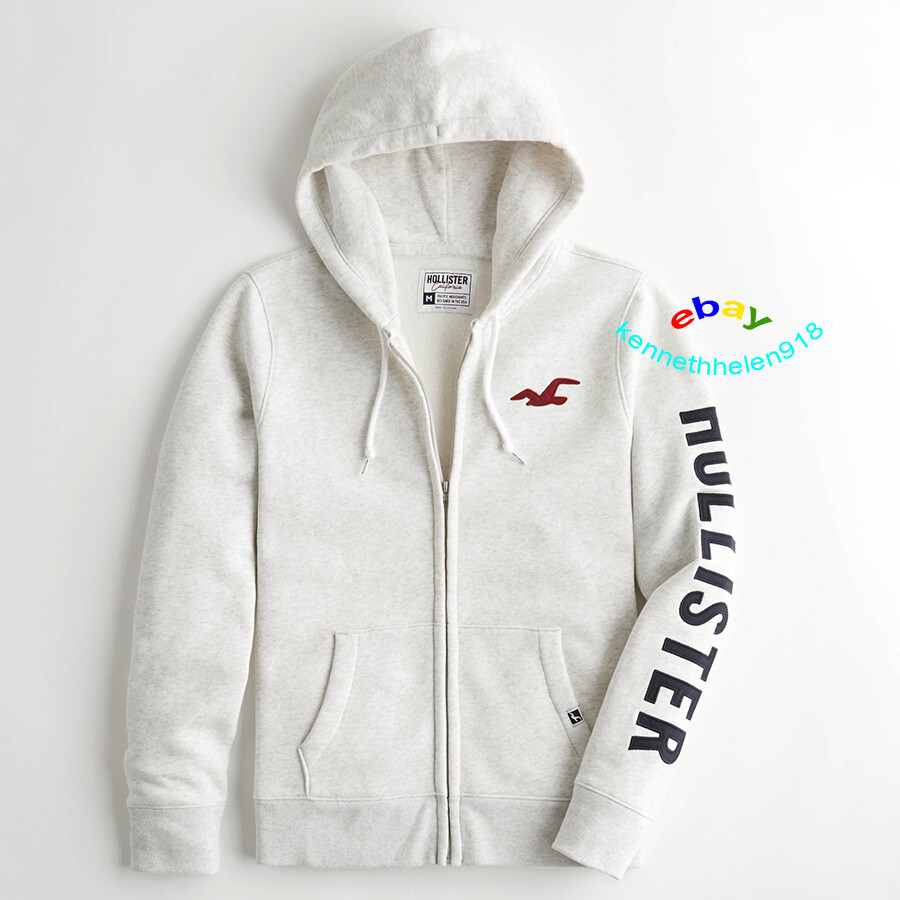 hollisterページ HOLLISTER APPLIQUE LOGO FULL ZIP HOODIE SWEATSHIRTS MENS