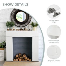 Geheimfach Kaminkonsole Stauraum Deko Kamin Holz Konsole Umrandung XL 107x100cm