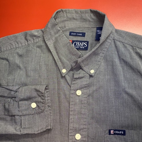 Chaps Men’s Medium Charcoal Gray Long Sleeve Button Up Casual Dress Shirt