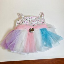 Build A Bear Workshop Dress Tule Satin Sequin Jewel 10 2010 White Pink Purple