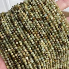 2/3/4mm Genuine Natural Micro Round Faceted Green Garnet Tsavorite Stone Beads