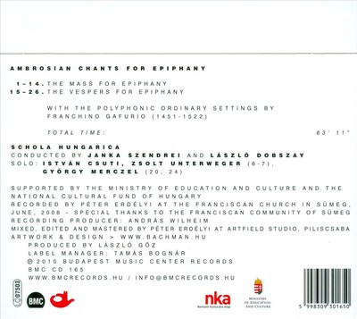 AMBROSIAN CHANTS FOR EPIPHANY NEW CD