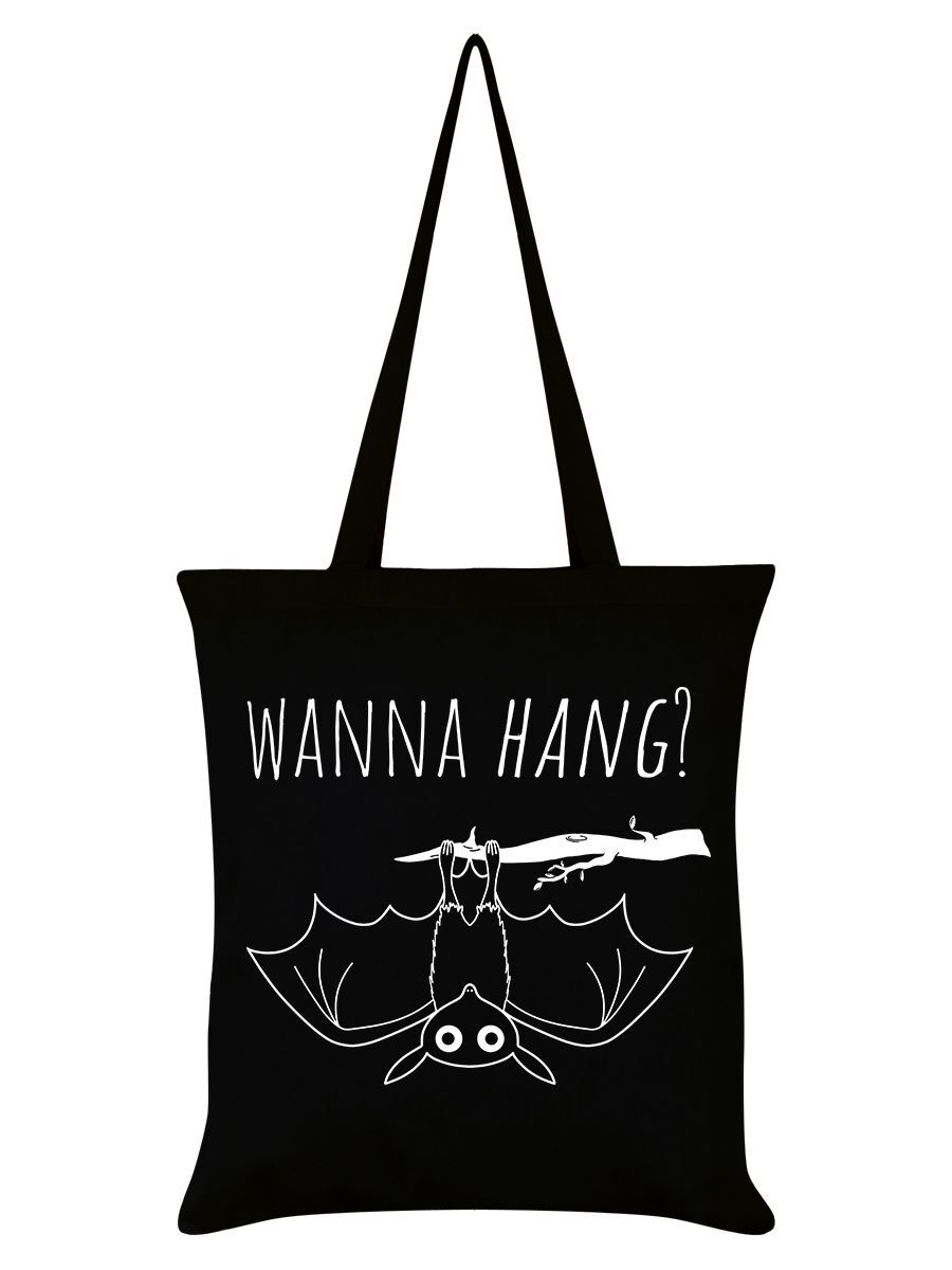 Tote Bag Cute Bat Wanna Hang? Black 38x42cm