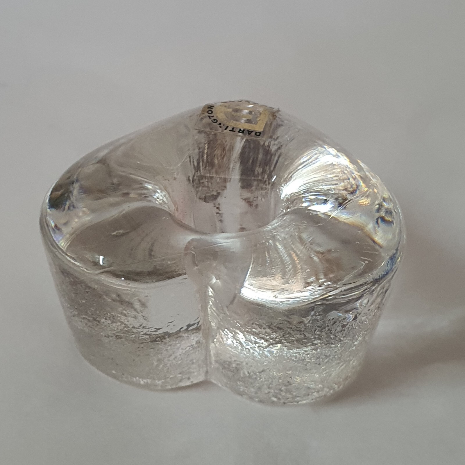 Dartington Crystal Glass Heart Shaped Paperweight and Pen Holder 1970s