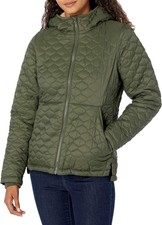 Womens Xxl Olive Green Hooded Puffer Lightweight Water Resistant Sherpa Lined
