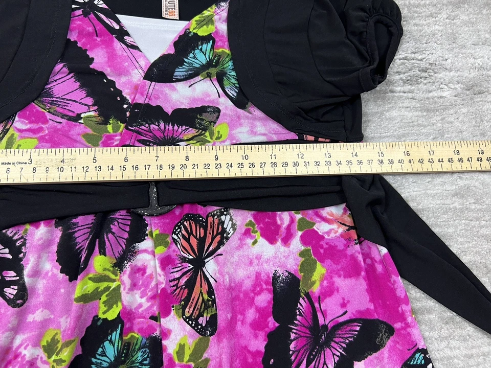 Route 66 Dress Youth 14 16 Pink Butterflies Short Sleeve - Image 4 of 4