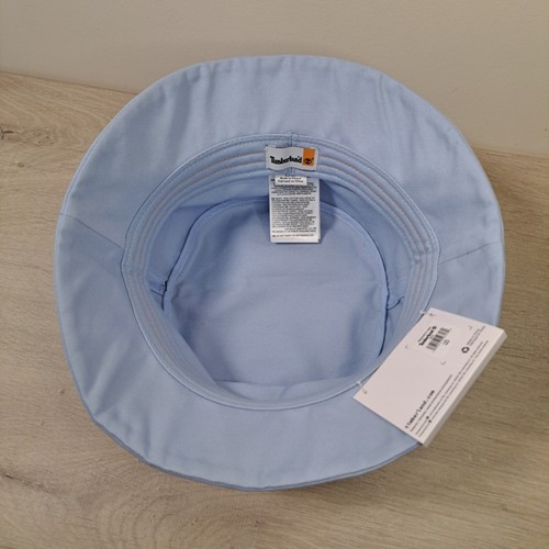 Timberland Light Baby Blue Bucket Hat Logo Spell Out 100% Cotton Mens L/XL New - Picture 6 of 8