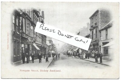 Bischof Auckland Postkarte Newgate Street Durham sehr frühe Geschäfte