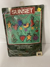 Sunset 1997 Holiday Accents Stitch  Glue Ornament Kit 18123 Makes 10 Dimensions