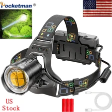 500000LM Powerful LED Headlamp 1500M Long Range Zoomable Headlight Hunt Torch