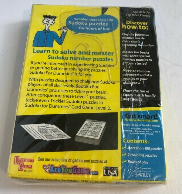 Sudoku For Dummies Card Game Level 1 Easy More Than 100 Games Hours Of 