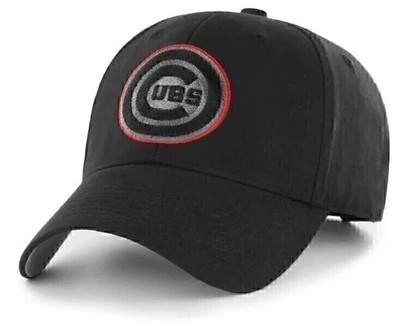 CHICAGO CUBS BLACK LOGO HAT MVP AUTHENTIC MLB BASEBALL TEAM ADJUSTABLE NEW CAP