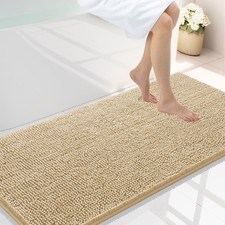 Smiry Luxury Chenille Bathroom Rugs 47x24, Extra Soft and 47'' X 24'', Beige
