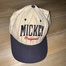 Vintage 90s Mickey Original Pinstripe Cap Disney Goofy s Hat Company Made in USA