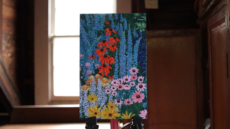 Original Painting 7x11” Floral Garden Flowers Nature Art