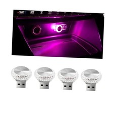 4PCS USB LED Car Interior Atmosphere Lamp, Mini Portable Night Constant/Purple