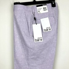 Bar III Men's Suit Dress Pants Purple Slim-Fit Linen Cotton 33Wx32L E111577