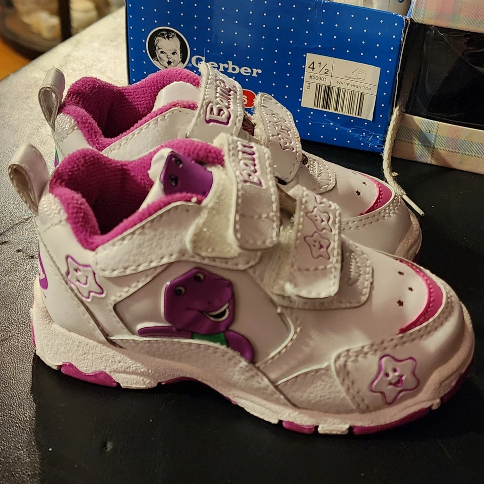 VINTAGE BRAND NEW BARNEY HOOK & LOOP SNEAKERS SIZE 6 TODDLERS, WITH BOX PERFECT! - Image 3 of 4