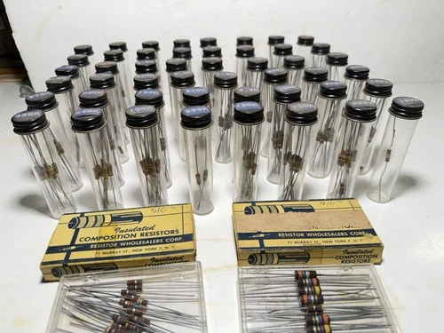 Carbon Composition Ohm Resistor Vintage Bulk MIXED Lot .  Labeled Unknown Maker. - product listing photo