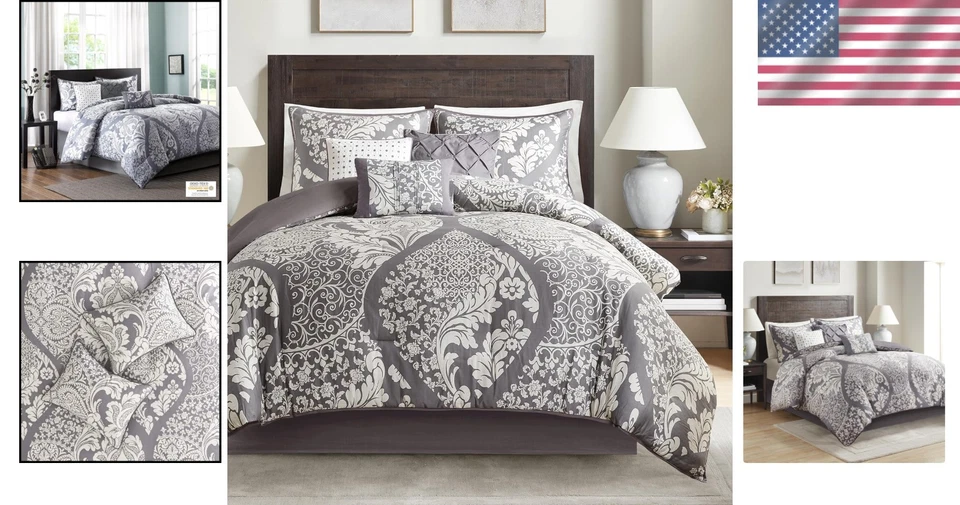 时尚维也纳锦缎被子套装,棉罩,特大号 — 第 2/4 张图片