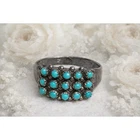 Sterling Silver Turquoise Cluster Snake Eye Ring Sz 5.75 Vintage Southwestern