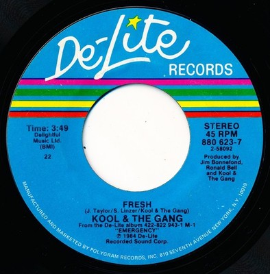 KOOL & THE GANG - FRESH / IN THE HEART - DELITE 880 623-7 - 45 Record VG