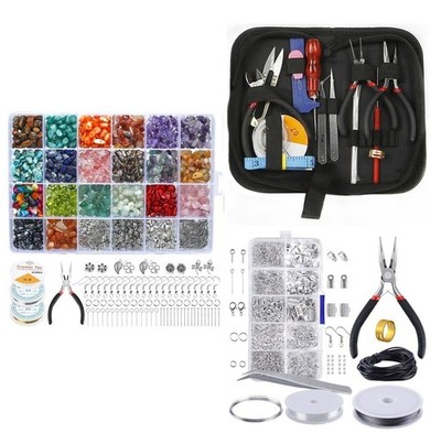 Jewelry Making Kit Natural Chip Stone Bead Findings Sterling Beading Repair Tool