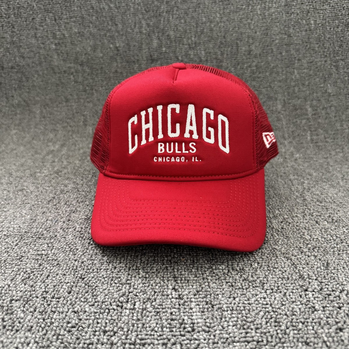 New Era Chicago Bulls NBA Trucker Hat Red Mesh Curved Brim Cap