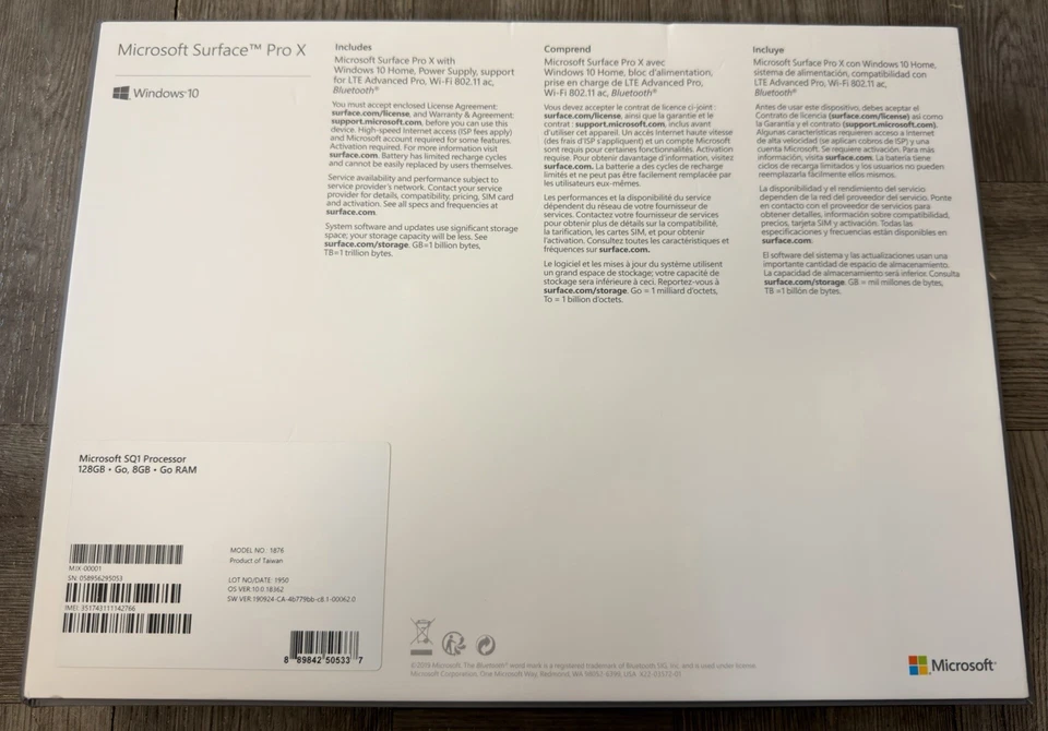 Microsoft Surface Pro X (1876) 13" Touch Wi-Fi LTE Tablet SQ1 8GB 128GB (READ) - Image 2 of 4