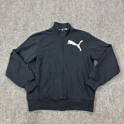Puma Track Jacket Mens Small Blue Full Zip Fleece Sportlifestyle Logo Running