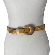 Vintage 80s Escada Studded Suede Belt Yellow Made in Germany Margaretha Ley