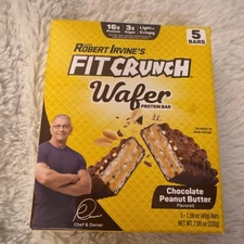 FITCRUNCH Robert Irvine CHOCOLATE Peanut Butter 5  Protein Wafer Bars Exp 5/2026