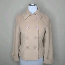 MaxMara Wool Double Breast Peacoat Coat IT 38 / 6 US Small Beige Button Up