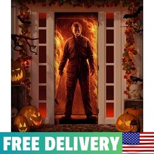 Halloween Door Cover Banner Decoration - Horror Movie 73 35.5 inches, Orange