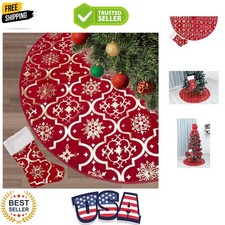 36 Inch Large Christmas Tree Skirt Xmas Soft Cover Mat Decor Snowflake Collar...