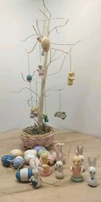 VTG EASTER TREE CENTER PIECE DECOR WIRE BENDABLE LIMBS 14" TALL 30 WOODEN PIECES