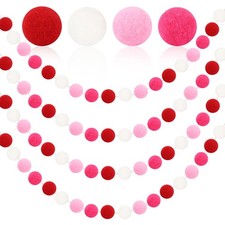 4 Pack 26.3 Ft Pink Christmas Decorations Red Pink White Pom Pom Garlands Chr...