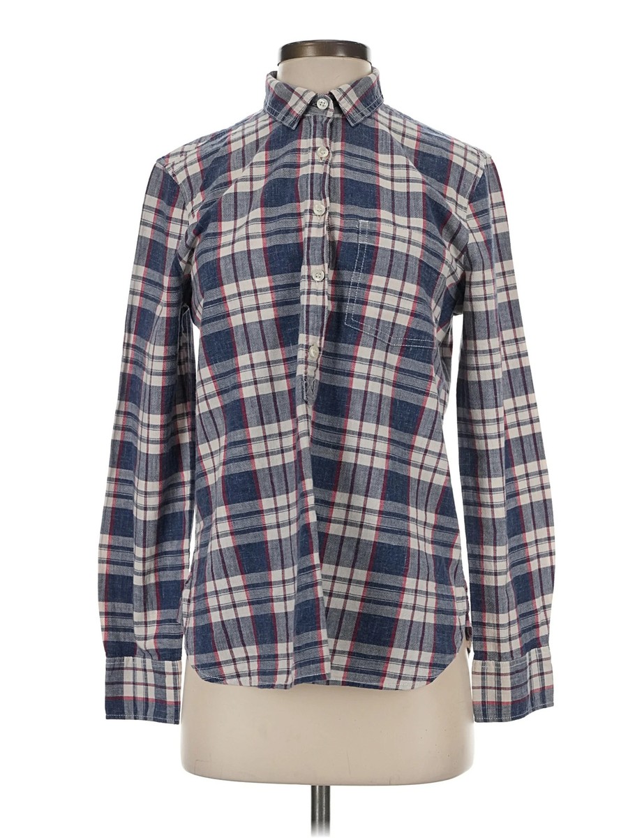 J.Crew Factory Store Women Blue Long Sleeve Button-Down Shirt S