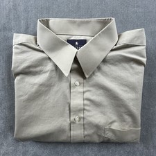 Stafford Travel Mens 17 1/2 Regular Fit Tan Wrinkle Free Short Sleeve W/ Pocket