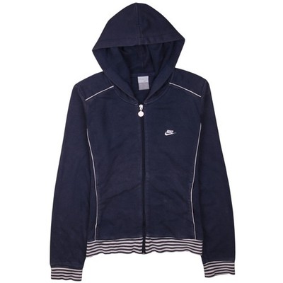 Nike Kapuzenpullover Damen dunkelblau durchgehender Reißverschluss L 14/16
